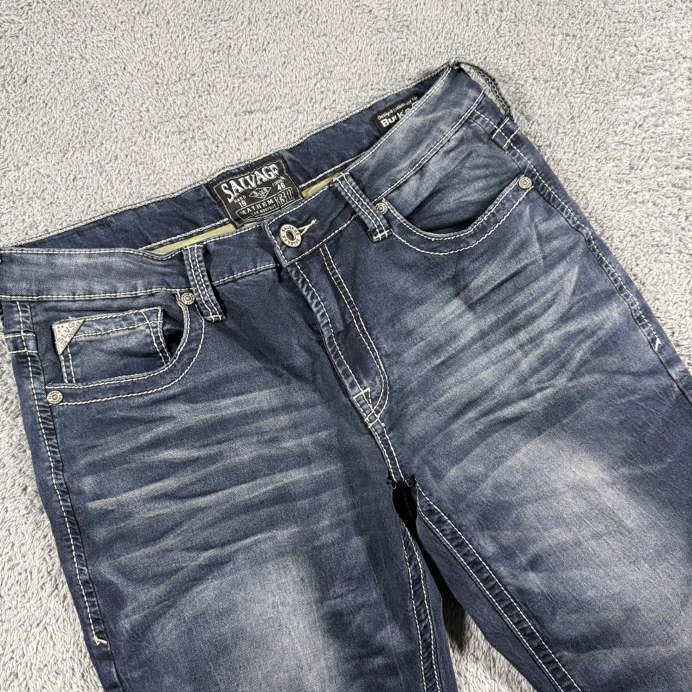 Salvage Mayhem Bootcut Jeans Mens 33x31 Blue Buckle Exclusive Western Cowboy